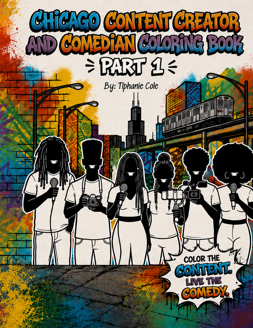 Official front cover of the Chicago Content Creator and Comedian Coloring Book Part 1